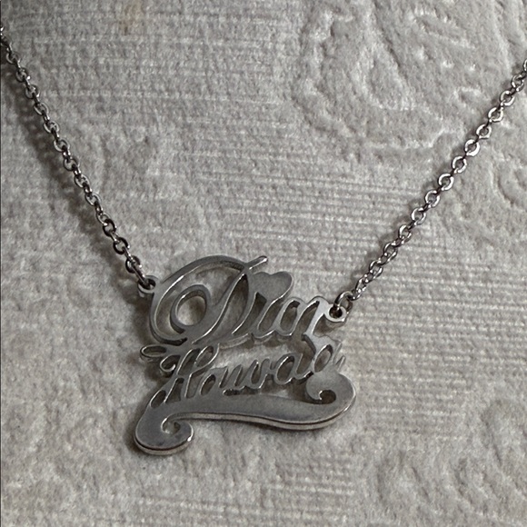 Dior RARE HAWAII HEART ADJUSTABLE reversible Silver Script Necklace - Picture 9 of 12
